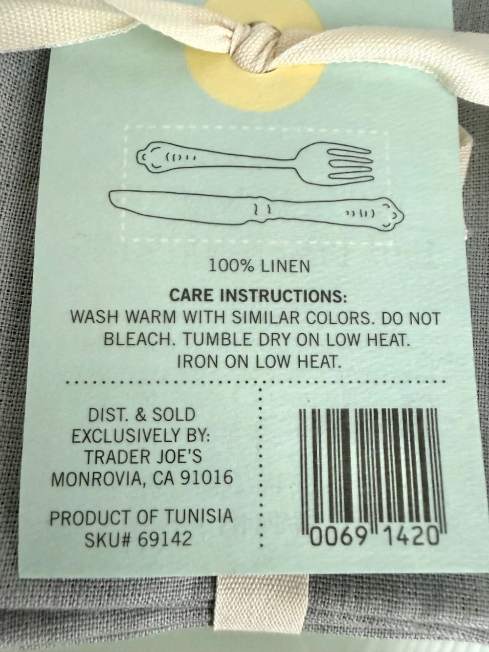 Trader Joe’s Vintage Washed Linen Napkins Gray Set of 8 NWT 100% Linen